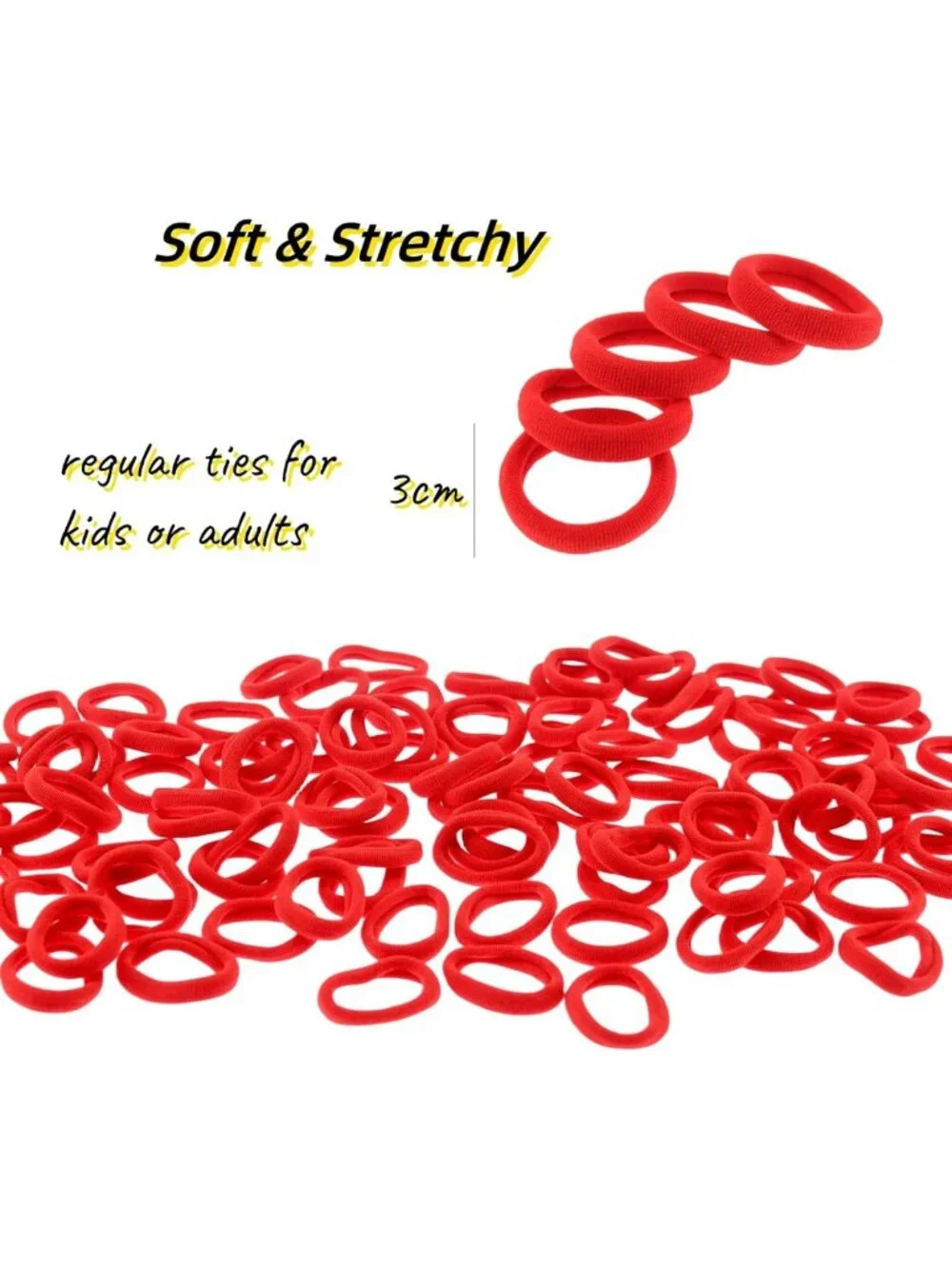 200 Pcs Solid Color Cotton Hair Ties for Women & Girls - Seamless Ponytail